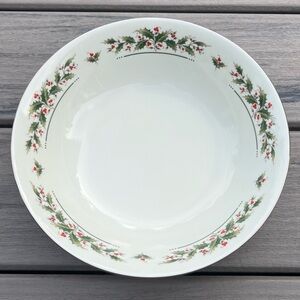 Vintage Caldor Porcelain Ware; 9in Vegetable Bowl; Holly Yuletide Design; In Box
